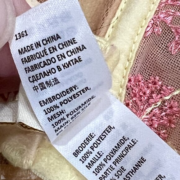 Myla London Sheer Embroidered Underwire Bra 34C Yellow Embroidered Floral - Picture 5 of 7